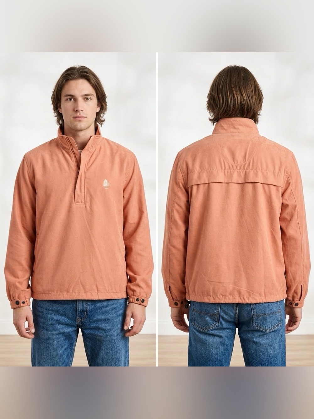 Weatherproof Garment Company Men’s 1/4-zip Faux-Suede Pullover Jacket Size Large